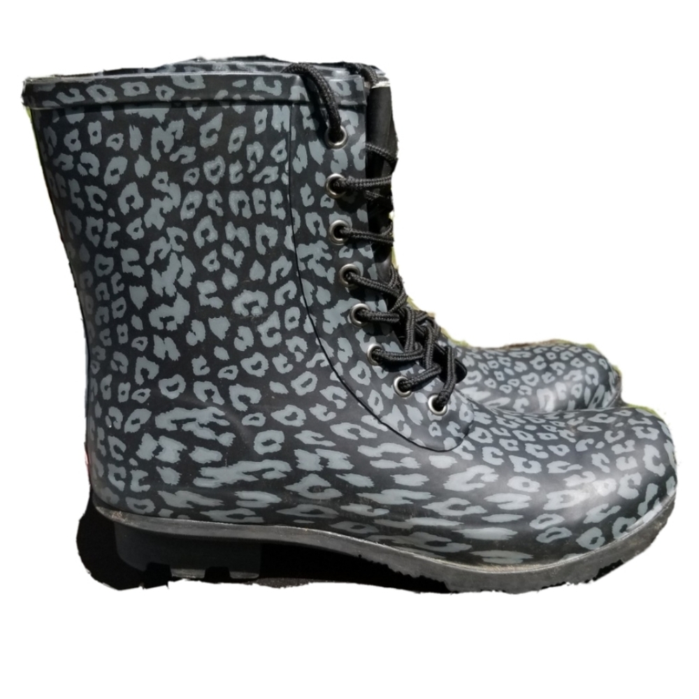 Chooka Leopard Combat Duck Boots Size 10 Rain Boot